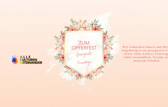 Pembe Şık Kurumsal Çiçekli Kurban Bayramı Tebrik Kartı (YouTube Banner'ı)